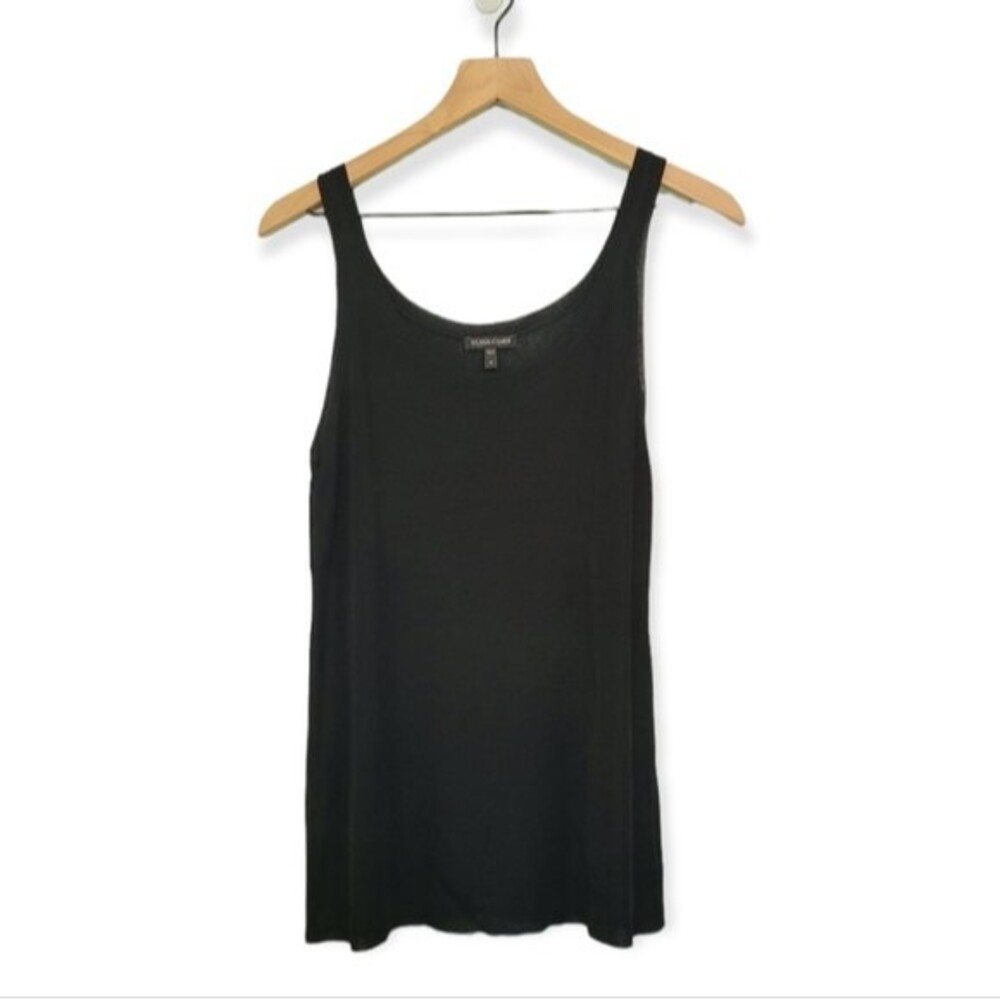 Eileen Fisher Black Fine Jersey Scoop Neck Sleeveless Blouse Size Medium